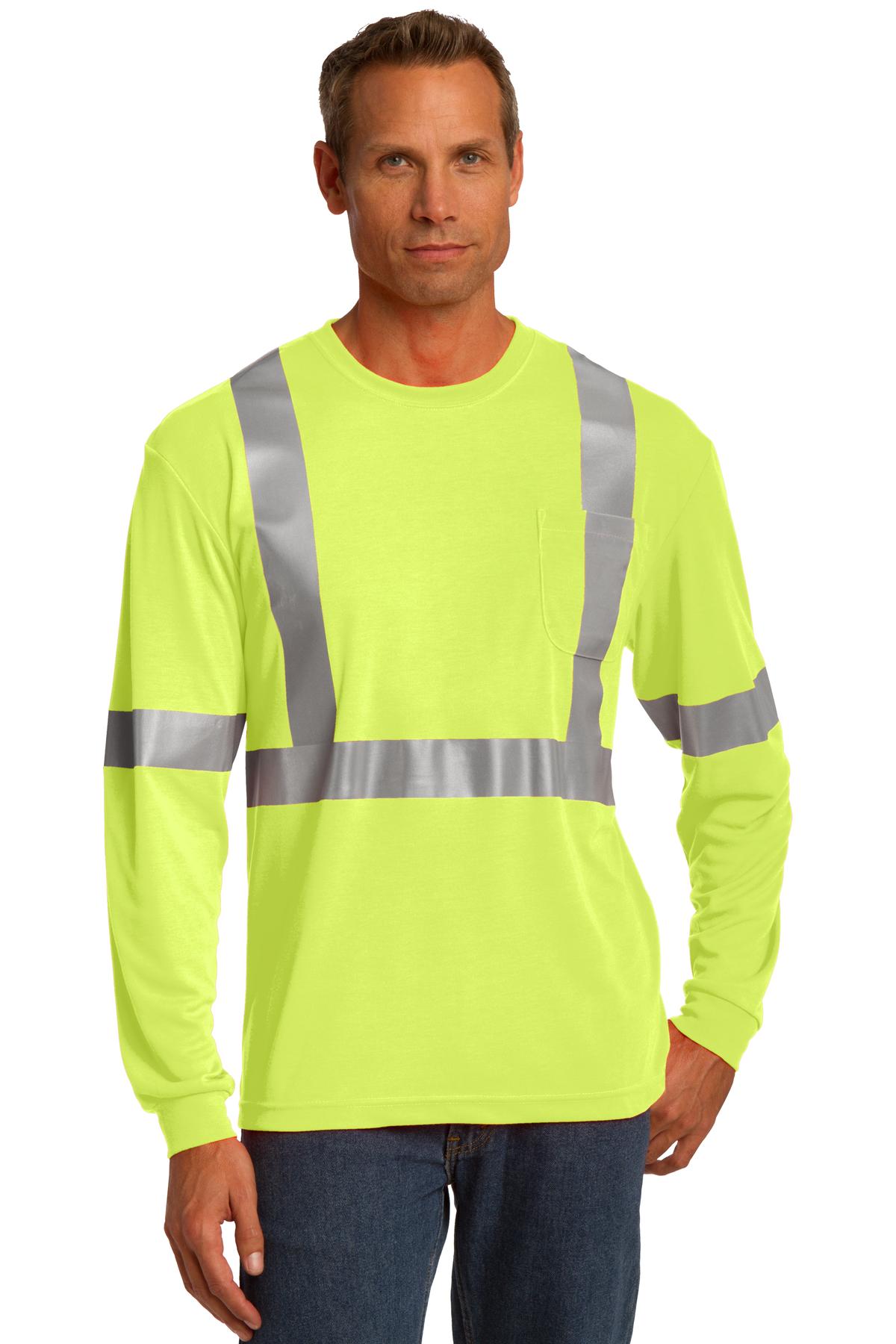 Photo of CornerStone T-Shirts CS401LS  color  Safety Yellow/ Reflective