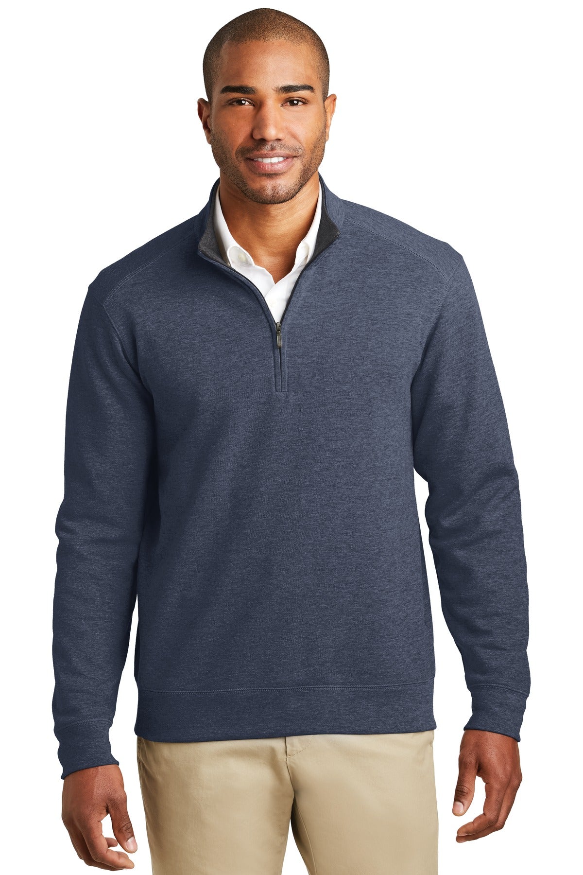 Photo of Port Authority Polos/Knits K807  color  Estate Blue Heather/ Charcoal Heather