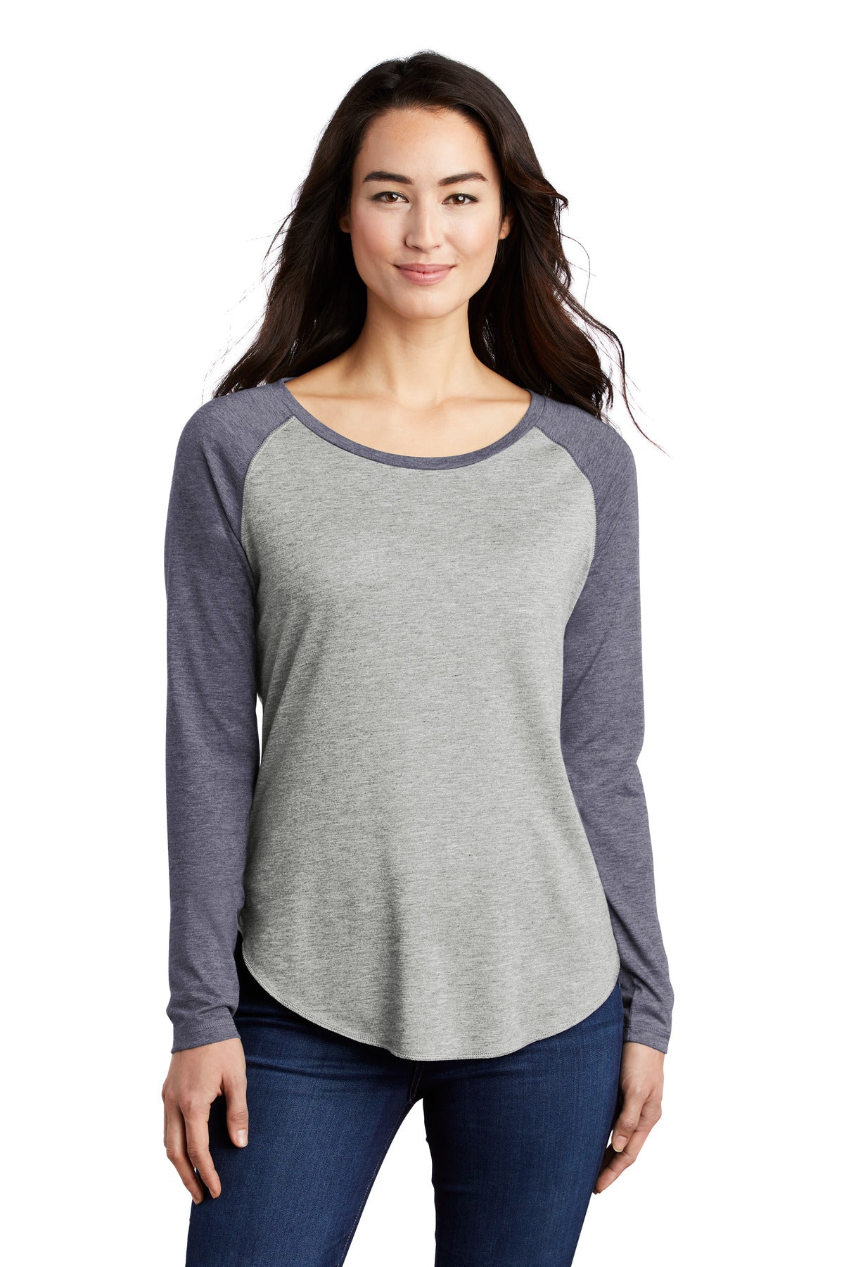 Photo of Sport-Tek Ladies LST400LS  color  True Navy Heather/ Light Grey Heather