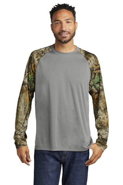 Photo of Russell Outdoors T-Shirts RU151LS  color  Grey Concrete Heather/ Realtree Edge