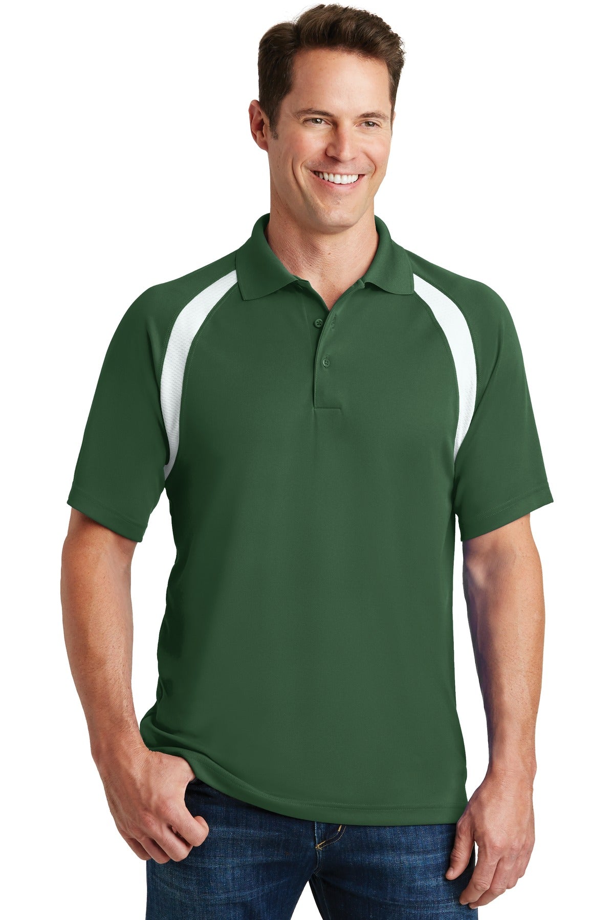 Photo of Sport-Tek Polos/Knits T476  color  Forest Green/ White