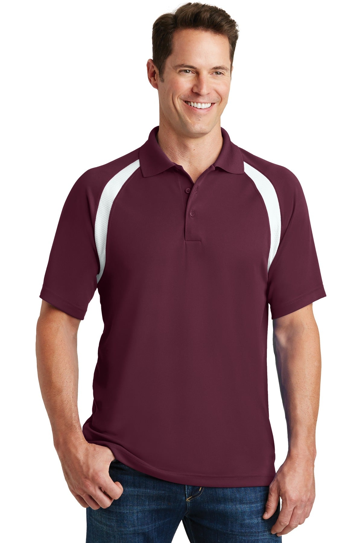 Photo of Sport-Tek Polos/Knits T476  color  Maroon/ White